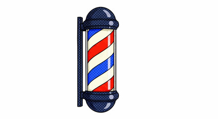 Iconic Barber Shop Pole sign vector illustration. Traditional haircut and shave symbol with helix stripes on a white background.