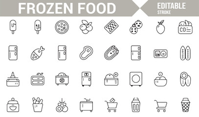 Minimalist Frozen Food Icons Collection for Website, App, and Graphic Design