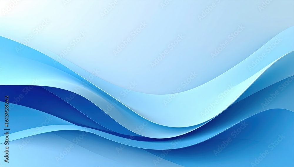 Poster dynamic flow of blue waves abstract design digital art modern aesthetics minimalist environment vivi