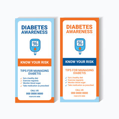 Diabetes Awareness Rack Card Template &ndash; Clean Blue & Orange