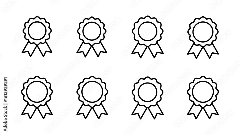 Poster vector art of a collection of award badges with ribbons representing achievement and recognition in 