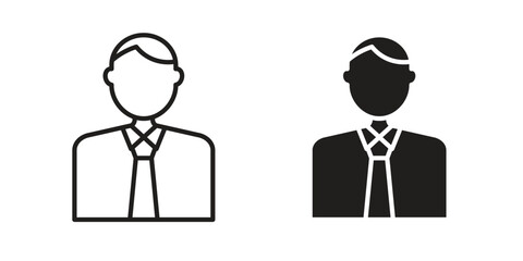 Man icon flat and stroke style pack on white background. Vector illustrations