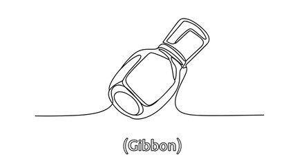 Obraz premium Simple illustration of a gibbon hanging on a vine 