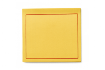 Blank yellow sticky note pad with orange border, isolated on transparent background, providing copy space for text or design