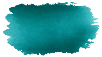 Teal watercolor splatter isolated on transparent background