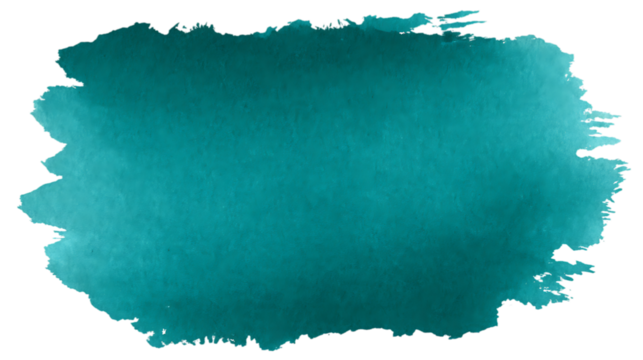 Teal watercolor splatter isolated on transparent background