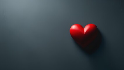 Fototapeta premium A vibrant red heart symbol against a dark, minimalist background 
