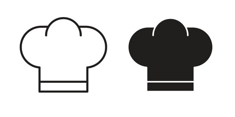 Chef hat icon flat and stroke style pack on white background. Vector illustrations