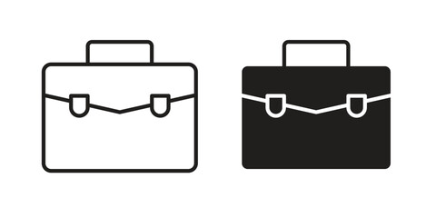 Briefcase icon flat and stroke style pack on white background. Vector illustrations