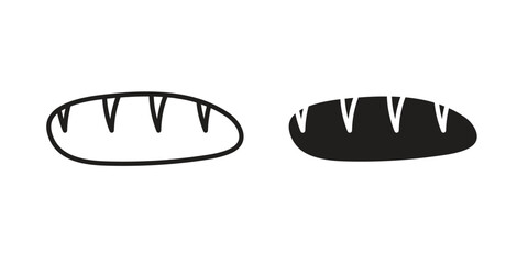 Bread icon flat and stroke style pack on white background. Vector illustrations