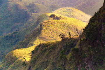 Mountains with spotted sunshine