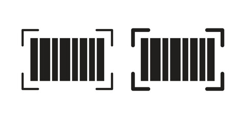 Barcode read icon flat and stroke style pack on white background. Vector illustrations