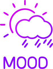 Weather mood icon with cloud rain and sun