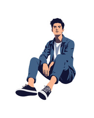 Detailed flat vector people and illustration, man with casual outfit