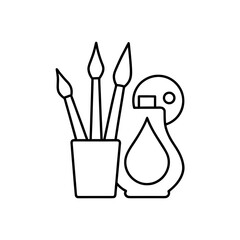 art studio icons  hand drawn sketch style  neutral