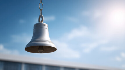 School bell start ringing with bright sky background signaling beginning of new day full of learning and opportunities
