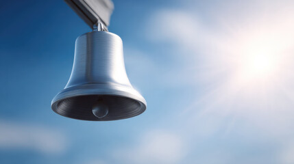 School bell start ringing bright sky sunlight signaling morning event