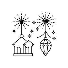 festival celebration icons  fireworks and lanterns