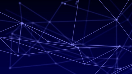 Futuristic 3D Network Data Visualization - Abstract Digital Connection Structure with Chaotic Lines and Points