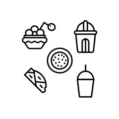 street food icons  global cuisine  vibrant style  