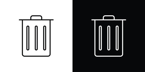 Trash icon logo vector designs. icon set in a black and white strokes