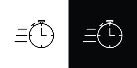 Time fast icon logo vector designs. icon set in a black and white strokes