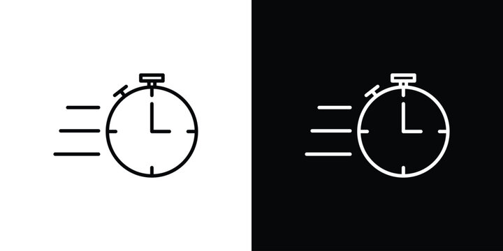 Time fast icon logo vector designs. icon set in a black and white strokes