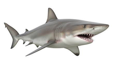Isolated Shark with Open Mouth and Teeth