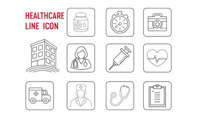 Medical healthcare line icon set. Vector Icons Collection.