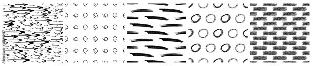 Aufkleber set of seamless patterns with scribble smears