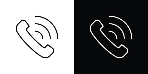 Phone call icon logo vector designs. icon set in a black and white strokes