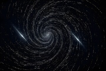 Swirling Data Tornado of Code and Dots on Black Background