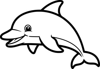 Obraz premium Bold line dolphin outline for kids coloring 