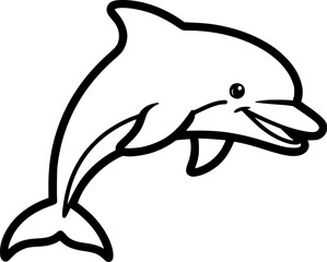 Obraz premium Bold line dolphin outline for kids coloring 