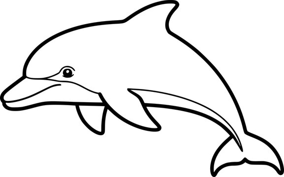 Bold line dolphin outline for kids coloring
