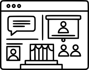 Virtual event platform interface outline icon vector
