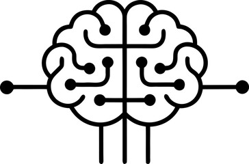 Digital Brain AI Concept Outline Graphic