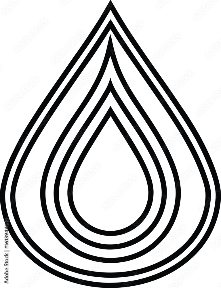 Poster vector art of minimalist water drop icon with concentric shapes creating a clean and modern design e