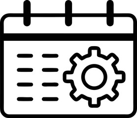 Calendar with Gear Symbol for Settings Line Art