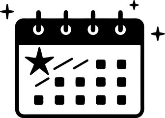 Calendar with Star for Favorite Dates Line Art Vector