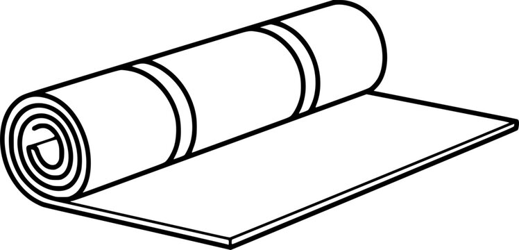 black and white yoga mat rolled out clip art preview