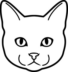 British shorthair cat head front view outline icon vector
