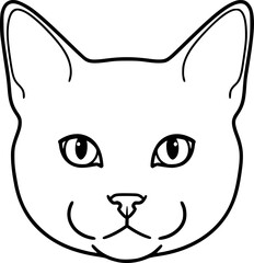British shorthair cat head front view outline icon vector
