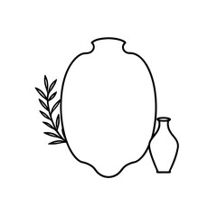 frame with hand drawn olive leaves and terracotta 