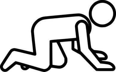 Person crawling on hands and knees outline icon vector
