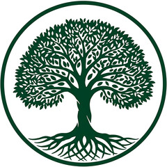 Green tree of life emblem isolated on transparent background