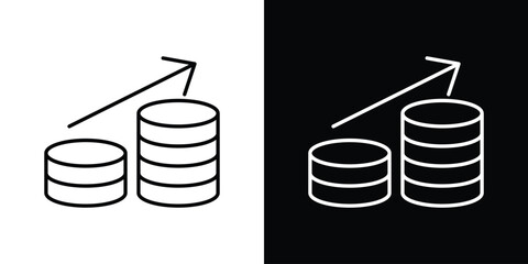 Earning icon logo vector designs. icon set in a black and white strokes