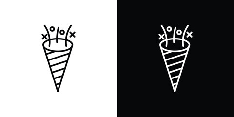 Confetti icon logo vector designs. icon set in a black and white strokes