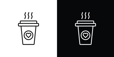 Coffee icon logo vector designs. icon set in a black and white strokes