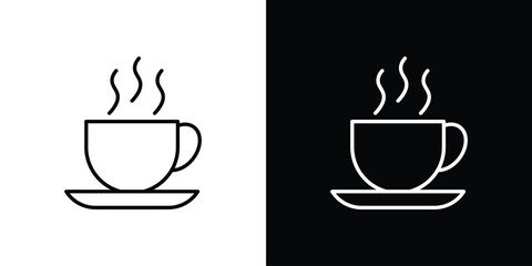Coffee icon logo vector designs. icon set in a black and white strokes